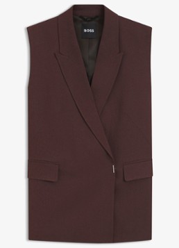 BOSS Dames Jankania gilet in linnenblend in de kleur Dark Brown-206 / Bruin