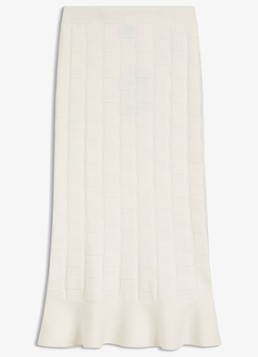 BOSS Dames Fijngebreide maxi rok met structuur in de kleur Gebroken wit