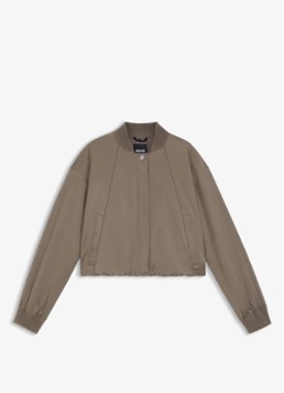 BOSS Dames Bomber jack met steekzakken en glanzende finish in de kleur Brown Overflow-915 / Bruin