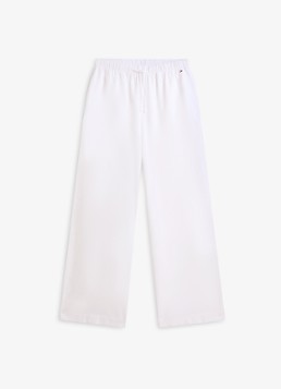 Tommy Hilfiger Dames Low waist wide fit palazzo broek met logo in de kleur Wit