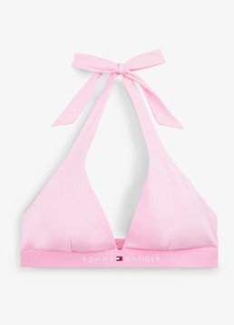 Tommy Hilfiger Dames Halter bikinitop met uitneembare vulling en logoband in de kleur Roze