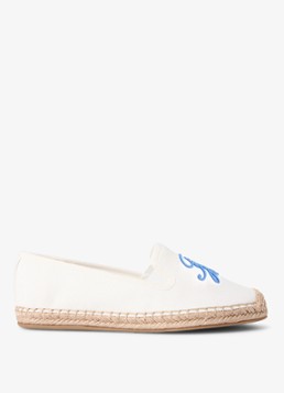 Tommy Hilfiger Dames Espadrille van katoen in de kleur Gebroken wit