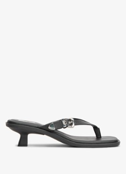 Tommy Hilfiger Dames Sandalette van leer in de kleur Zwart