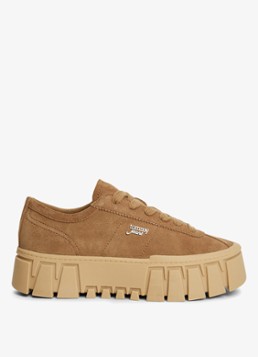 Tommy Hilfiger Dames Sneaker met logo in de kleur Khaki