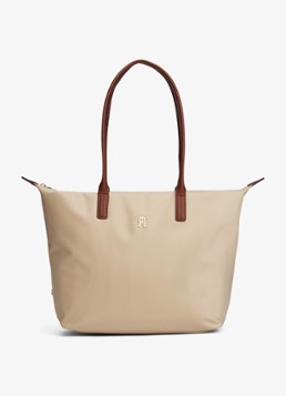 Tommy Hilfiger Dames Tote shopper met logo in de kleur Beige