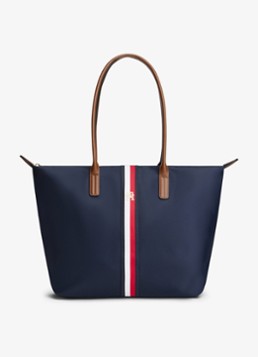 Tommy Hilfiger Dames Shopper met logo in de kleur Donkerblauw