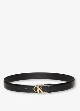 Calvin Klein Dames Riem van leer met logo in de kleur Zwart