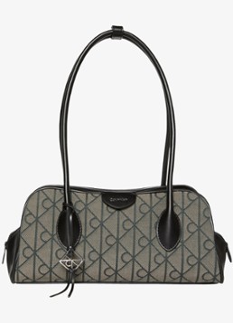 Calvin Klein Dames Schoudertas met logoprint in de kleur Lotus Beige/Black Aop Jqd-8E3 / Zwart