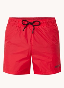 HUGO Heren Volledig gevoerde zwemshort met contrastlogo in de kleur Open Pink-693 / Roze
