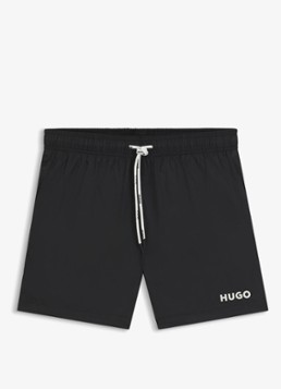 HUGO Heren Volledig gevoerde zwemshort met contrastlogo in de kleur Black-001 / Zwart