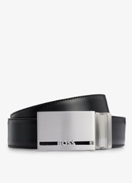 BOSS Heren Galliz reversible riem van leer in de kleur Zwart