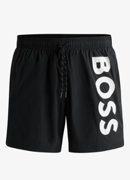 BOSS Heren Octopus zwemshorts met logoprint en steekzakken in de kleur Zwart