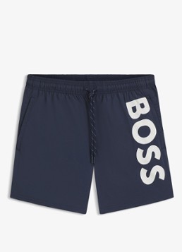 BOSS Heren Octopus zwemshorts met logoprint en steekzakken in de kleur Donkerblauw