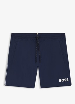 BOSS Heren Zwemshorts met steekzakken en logo in de kleur Navy-413 / Blauw
