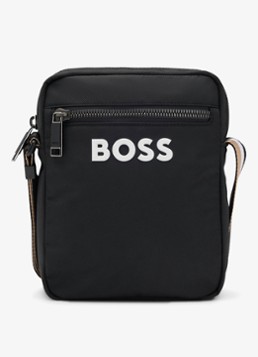 BOSS Heren Catch 3.0 crossbodytas met logo in de kleur Zwart
