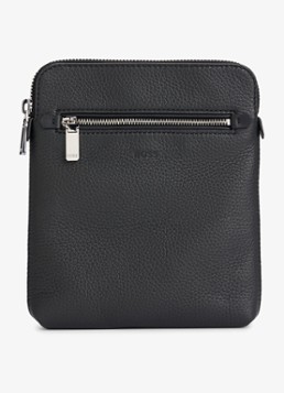 BOSS Heren New Crosstown crossbodytas van leer in de kleur Zwart
