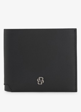 BOSS Heren Portemonnee van leer met logo in de kleur Zwart