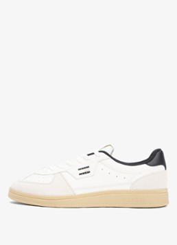 Tommy Hilfiger Heren Sneaker van leer met logo in de kleur Gebroken wit