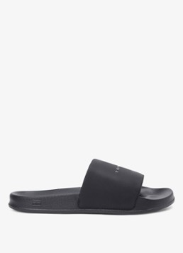 Tommy Hilfiger Heren Slipper met logo in de kleur Zwart