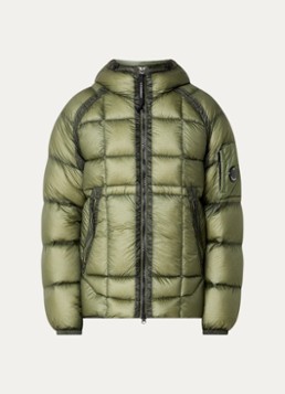 C.P. Company Heren Puffer jack met donsvulling en logo in de kleur Mosgroen, maat: xxl