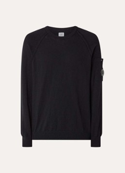 C.P. Company Heren Fijngebreide pullover met logo in de kleur Zwart, maat: L