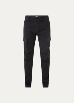C.P. Company Heren Tapered fit cargobroek met logo in de kleur Antraciet, maat: 52