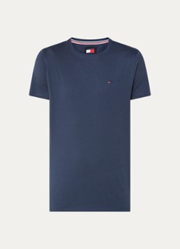 Tommy Hilfiger Heren T-shirt met logoborduring in de kleur Donkerblauw