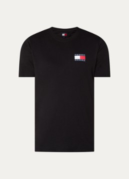 Tommy Hilfiger Heren T-shirt met logo in de kleur Zwart