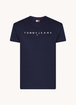 Tommy Hilfiger Heren T-shirt met logoborduring in de kleur Donkerblauw