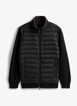 Tommy Hilfiger Heren Mixed Texture Quilted Zip-Thru Sweatshirt in de kleur Zwart