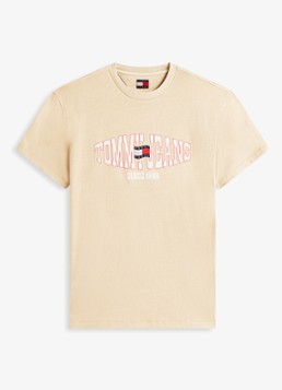 Tommy Hilfiger Heren T-shirt met logoprint in de kleur Goud