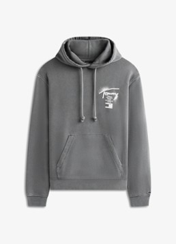 Tommy Hilfiger Heren Hoodie met logo- en backprint in de kleur Donkergrijs