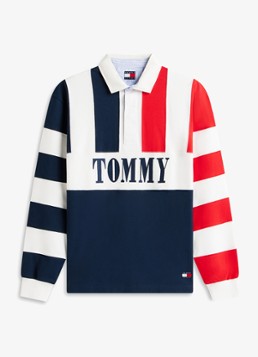 Tommy Hilfiger Heren Regular fit polo met streepprint in de kleur Dark Night Navy-C1G