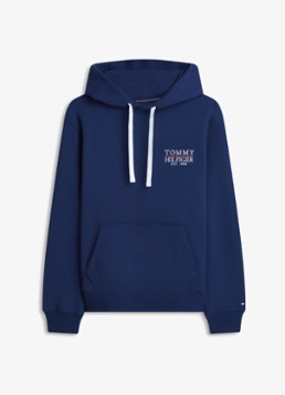 Tommy Hilfiger Heren Hoodie met logo in de kleur Donkerblauw