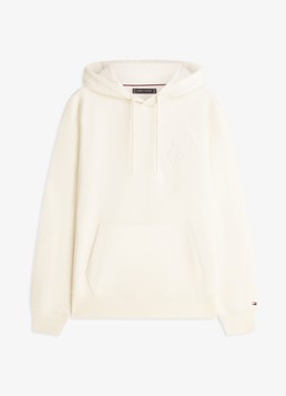 Tommy Hilfiger Heren Hoodie met logoborduring in de kleur Gebroken wit