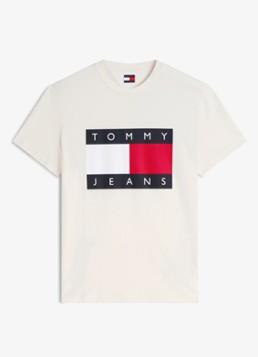 Tommy Hilfiger Heren T-shirt met logo in de kleur Wit