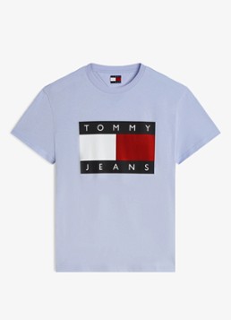 Tommy Hilfiger Heren T-shirt met logo in de kleur Lichtblauw