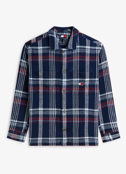 Tommy Hilfiger Heren Regular fit overshirt met geruit dessin in de kleur Donkerblauw