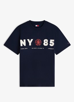 Tommy Hilfiger Heren T-shirt met logo in de kleur Dark Night Navy-C1G