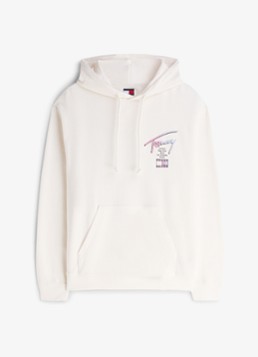 Tommy Hilfiger Heren Hoodie met logo- en backprint in de kleur Wit