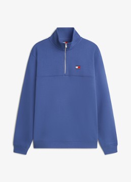 Tommy Hilfiger Heren Sweater met halve rits in de kleur Blauw