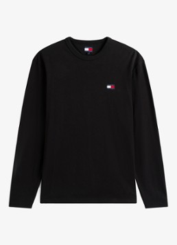 Tommy Hilfiger Heren Longsleeve met logo in de kleur Zwart