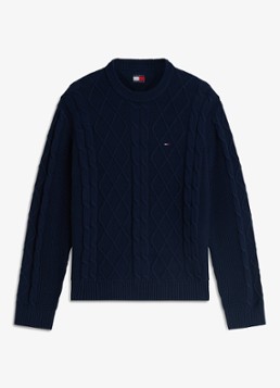 Tommy Hilfiger Heren Fijngebreide trui met logo in de kleur Donkerblauw