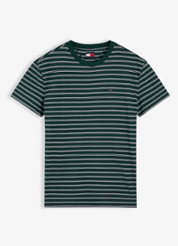 Tommy Hilfiger Heren T-shirt met streepdessin in de kleur Groen