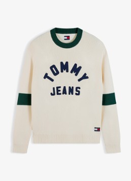 Tommy Hilfiger Heren Sweater met logoprint in de kleur Creme