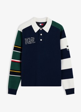 Tommy Hilfiger Heren Regular fit polo met streepprint en logo in de kleur Donkerblauw