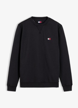 Tommy Hilfiger Heren Sweater met logoborduring in de kleur Zwart