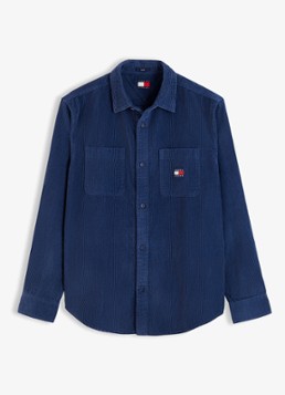 Tommy Hilfiger Heren Regular fit overhemd van corduroy met logoborduring in de kleur Donkerblauw