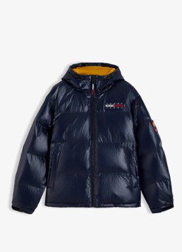 Tommy Hilfiger Heren Alaska puffer met donsvulling en glanzende finish in de kleur Donkerblauw