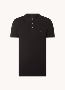 Tommy Hilfiger Heren 1985 slim fit polo met logoborduring in de kleur Black / zwart